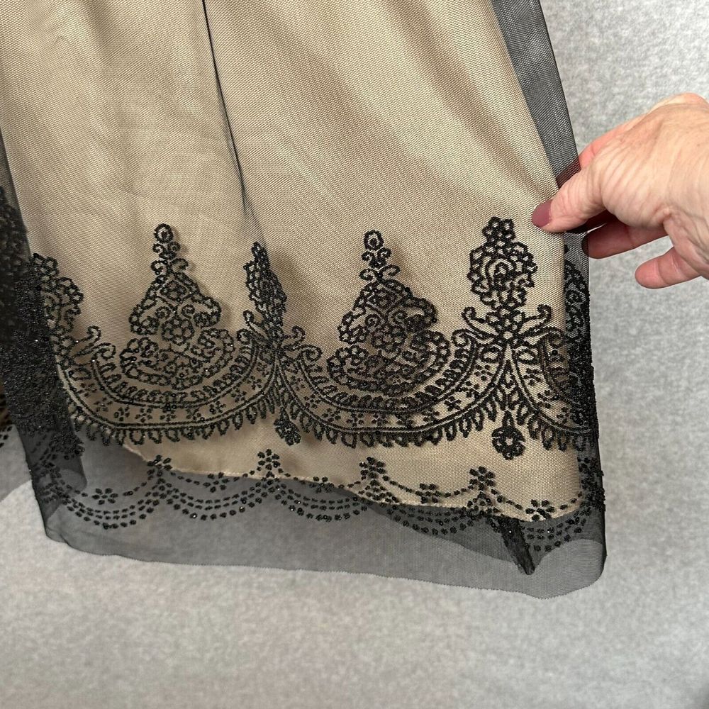 Davids Bridal Strapless Dress Size 8 A-Line Cocktail Beaded Black Tulle Empire - Picture 3 of 16